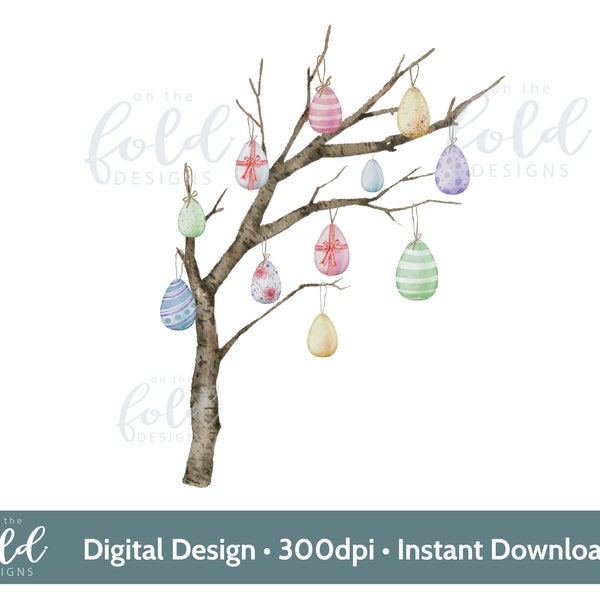 Easter Egg Tree Branch for personalisation png instant digital download clipart sublimation cards personal & small business use