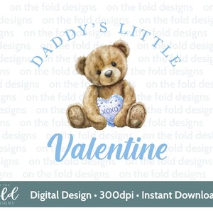 Clipart di Teddy di San Valentino di papà Bambino Cuore blu PNG Download digitale Biglietti di sublimazione Regali Amore carino Teddy UVDTF Png Gilet per bambini