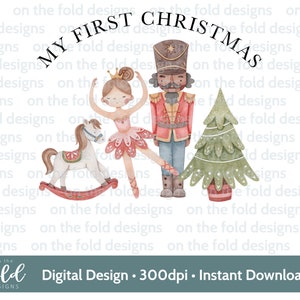 Quebra-nozes Soldado de Brinquedo Bailarina Primeiro Natal Balançando orse Clipart PNG Download instantâneo Sublimação Cartão Fazendo Artesanato Sublimação