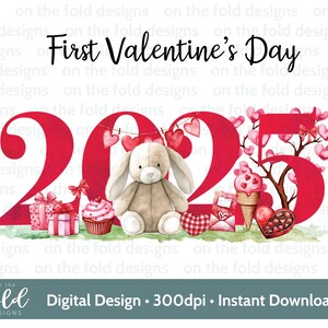 Bunny Rabbit Valentine Clipart 2025 Heart Garden PNG Download digitale istantaneo DTF Sublimazione Carta Artigianato Gilet per bambini Artigianato Carta di San Valentino