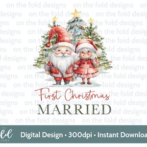 Primeiro Natal casado Sr. e Sr. Papai Noel Sra. Claus PNG clipart digital instantâneo download sublimação cartão artesanato suéter design bugiganga impressão