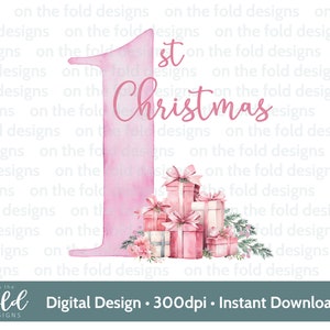 Paquete de regalo de Navidad PNG Instant Digital Clipart Linda imagen rosa Tarjeta de Navidad Diseño Sublimación Impresión Navidad PJs Bebé Niña Navidad DTF DTG