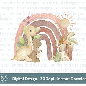 Clipart de dinosaurios, acuarela, arco iris, T-Rex, cumpleaños Dino, imágenes prediseñadas transparentes, descarga instantánea, regalos de sublimación, tobogán de agua imprimible