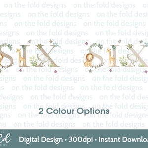 Safari Wild Six Clipart Jungle Dierentuindieren PNG Transparante Clipart neutraal Beige Personaliseer Print 6e verjaardag Kaarten Geschenken Sublimatie