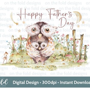 Clipart hibou papa fête des pères, Woodland, meilleur papa, grand-père, 1er clipart transparent fête des pères, téléchargement immédiat, impression par sublimation