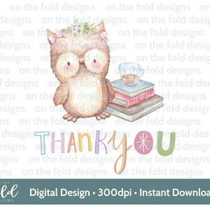 Hibou de professeur, clipart, merci png, 1er jour à l'école sublimation conception d'assistant d'enseignement, image imprimable transparente, téléchargement immédiat