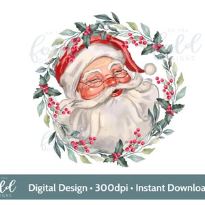 Weihnachtsmann traditionellen Kranz, Sublimationsdruck, PNG, digitale Clipart-Download ideal für Wasserschiebearbeiten, Weihnachtskarten, Weihnachten Kunsthandwerk