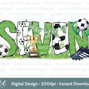 Voetbal 7e verjaardag clipart voetbal jongen tshirt baby vest kaart print je eigen PNG gepersonaliseerde footie party footy boots sublimatie UVDTF