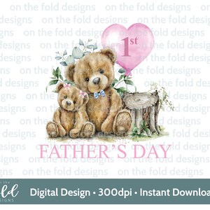 Ours en peluche, 1er cliparts fête des pères, téléchargement PNG, 2 peluches transparentes, papa et fille, souvenir, téléchargement numérique Design sublimation