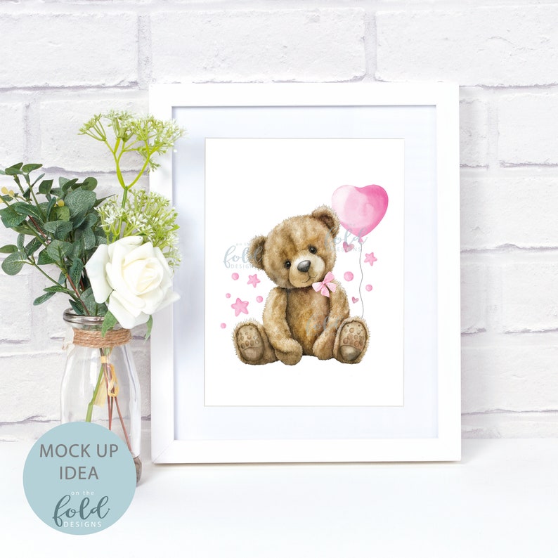Teddy Bear, Pink Balloon Clipart Birthday, UVDTF Sublimation PNG ...