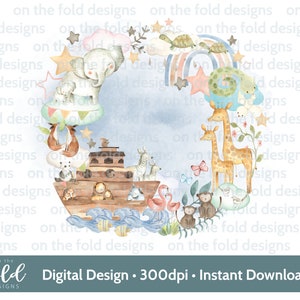 Noahs Ark Christening Baptism clipart PNG sublimation design instant download file with transparent background 300dpi