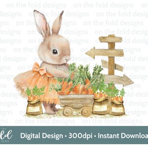 Clipart lapin de Pâques ballerine carottes lapin aquarelle PNG sublimation image numérique fabrication de cartes bébé gilet Design Image UVDTF pyjama de Pâques