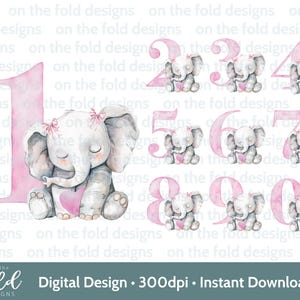 Olifant verjaardag nummers clipart strik lint sublimatie PNG instant digitale download tshirt taart topper kaart maken feestdecor UVDTF