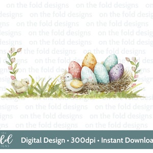 Ostergarten Aquarell PNG, digitale Clipart, Babywesten, Kartendesign Sublimationsdruck, Wasserschiebefolie, Abziehbilder, Vinyl, Selbermachen