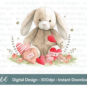 Coelho Coelho Dia dos Namorados Clipart Coração Jardim PNG Download Digital Instantâneo DTF Sublimação Cartão Artesanato Colete Bebê Imagem Artesanato Cartão de Dia dos Namorados