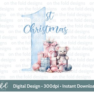 Primera Navidad Clipart Pastel PNG Descarga digital instantánea Sublimación Adornos, chalecos, tarjetas navideñas, baberos Recuerdos, paquetes de regalo,