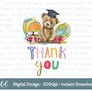 Enseignant, clipart, Merci png, 1er jour à l'école sublimation conception d'assistant d'enseignement, image imprimable transparente, téléchargement immédiat