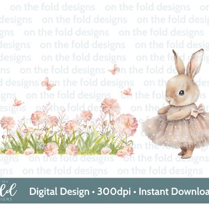 Lapin ballerine Clipart PNG à téléchargement immédiat pour sublimation, impression UVDTF, cartes, débardeurs, bavoirs, faire-part