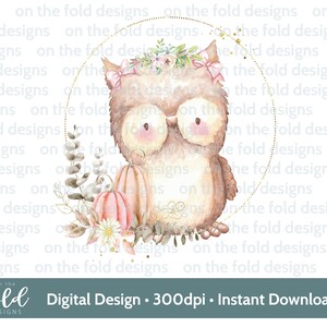 Herbst Eule Kürbis 1. Halloween PNG sofortiger digitaler Clipart Download, Babykleidung neues Babykartenentwurf spezielles Geschenk Sublimation