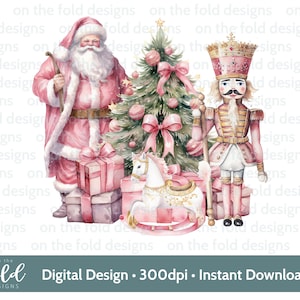 Nussknacker Spielzeugsoldat Weihnachtsmann Schaukelpferd Clipart PNG Sofortiger download Sublimationskarte, der Handwerkssublimation macht