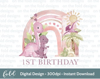 Aquarel dinosaurus clipart, regenboog dino, T-Rex (digitale download)