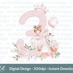 3e anniversaire cygne ballerine Clipart PNG princesse rose trois images fer sur sublimation artisanat fabrication de cartes UVDTF DTG Transparent téléchargement