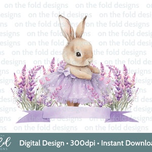 Púrpura Conejito Clipart Lila Bailarina Floral Acuarela PNG Descarga Digital Instantánea Bebé Ropa Tarjeta Diseño Sublimación Impresión UVDTF