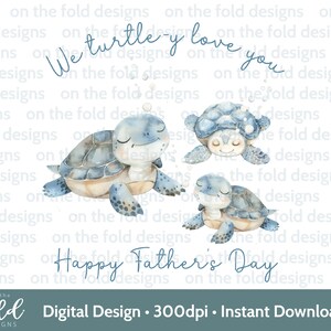 Clipart fête des pères tortue 1ère fête des pères grand-père papa bleu sous l'eau sublimation impression UVDTF DTG PNG carte bébé gilet grand-père Pops graphique