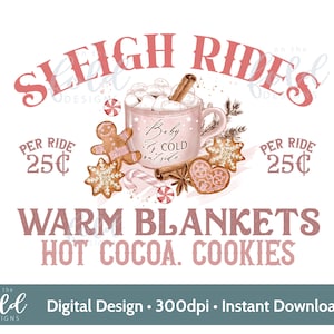 Giro in slitta rosa Gingerbread Bakery Christmas Treats clipart Png per lavoretti con carte a sublimazione, cuscini o poster natalizi