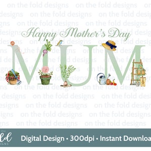 Happy Mother's Day Mama Clipart, Gartenarbeit, Zuteilung, Gummistiefel, transparente Cliparts, sofortiger Download, personalisieren Sie Ihre eigenen Sublimationsgeschenke