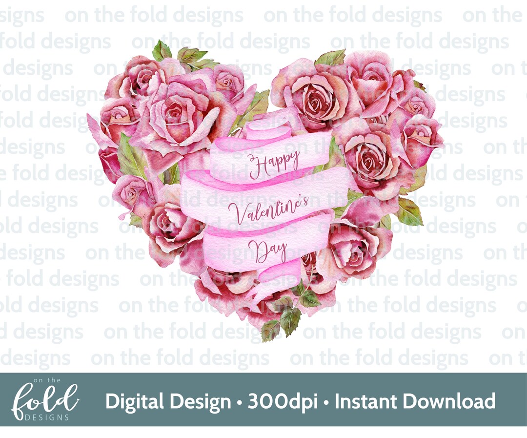 Valentine Roses Pink Heart Png Instant Digital Download Clip Art ...