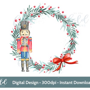 Quebra-nozes Soldado de brinquedo Guirlanda de Natal PNG Download digital instantâneo sublimação clipart
