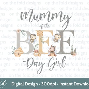 Mummie van het feestvarken clipart Bumble Bee Party Tees eerste verjaardag png transparante achtergrond Honey Comb Bee Hive sublimatie Uvdtf