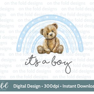Teddy Rainbow, è un maschio PNG, design clipart trasparente, neonato, immagine di compleanno, stampa a sublimazione, creazione di biglietti, download immediato