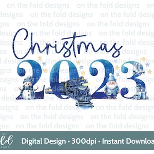 Imágenes prediseñadas de Polar Express, tren navideño 2024, tren azul, vacaciones de Navidad, diseño de camiseta PNG, muñeco de nieve, diseño de tarjeta, imagen digital de sublimación