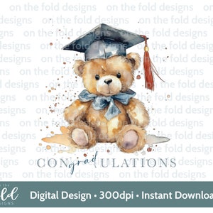 Graduation, Cap and Gown, Degree, Teddy Bear, Sublimation Clipart, Class of clipart, png, instant digital download, personal, small business