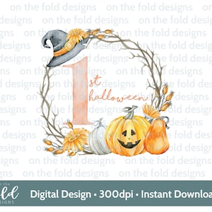 1st ハロウィン クリップアート 秋のカボチャ ハロウィン PNG インスタント デジタル トリック オア トリート UV DTF DTG プリント 昇華熱転写 Cricut デザイン