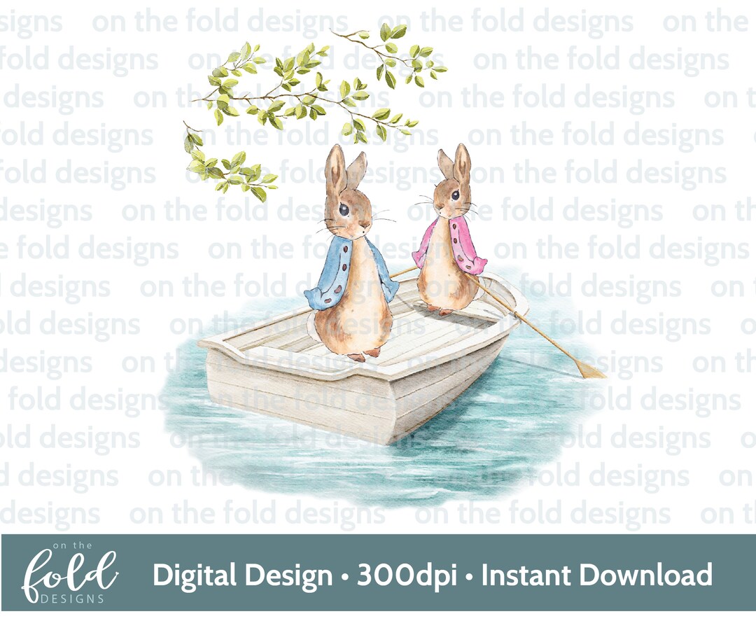 Peter Rabbit & Flopsy Bunny, Sailing Boat, Rowing Boat PNG, Watercolour ...