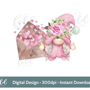 Carta de amor de gnomo de San Valentín Gonk PNG ~ clip art digital instantáneo para tarjetas de sublimación y regalos para uso personal y de pequeñas empresas