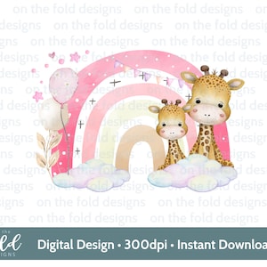 Girafa Arco-íris PNG, design clipart transparente, Aniversário de menina, Imagem, impressão por sublimação, criação de cartões, Imprima o seu próprio, download instantâneo