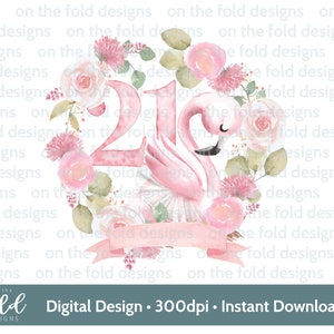Flamingo, 21º aniversário, vinte e um, clipart, png, download instantâneo, sublimação, artesanato, aniversário de meninas, design de cartão, design feminino rosa