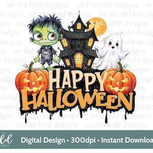 ハッピーハロウィーン クリップアート PNG フランケンシュタイン ダウンロード 理想的なベビー服 新しいベビーカード PJ デザイン 特別なギフト昇華
