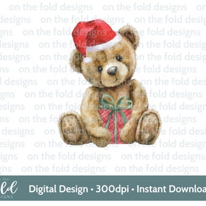 Orsacchiotto di Natale, Dolci, 1° Natale, download di clipart digitali PNG, vestiti per bambini, design di cartoline di Natale, sublimazione, bastoncino di zucchero