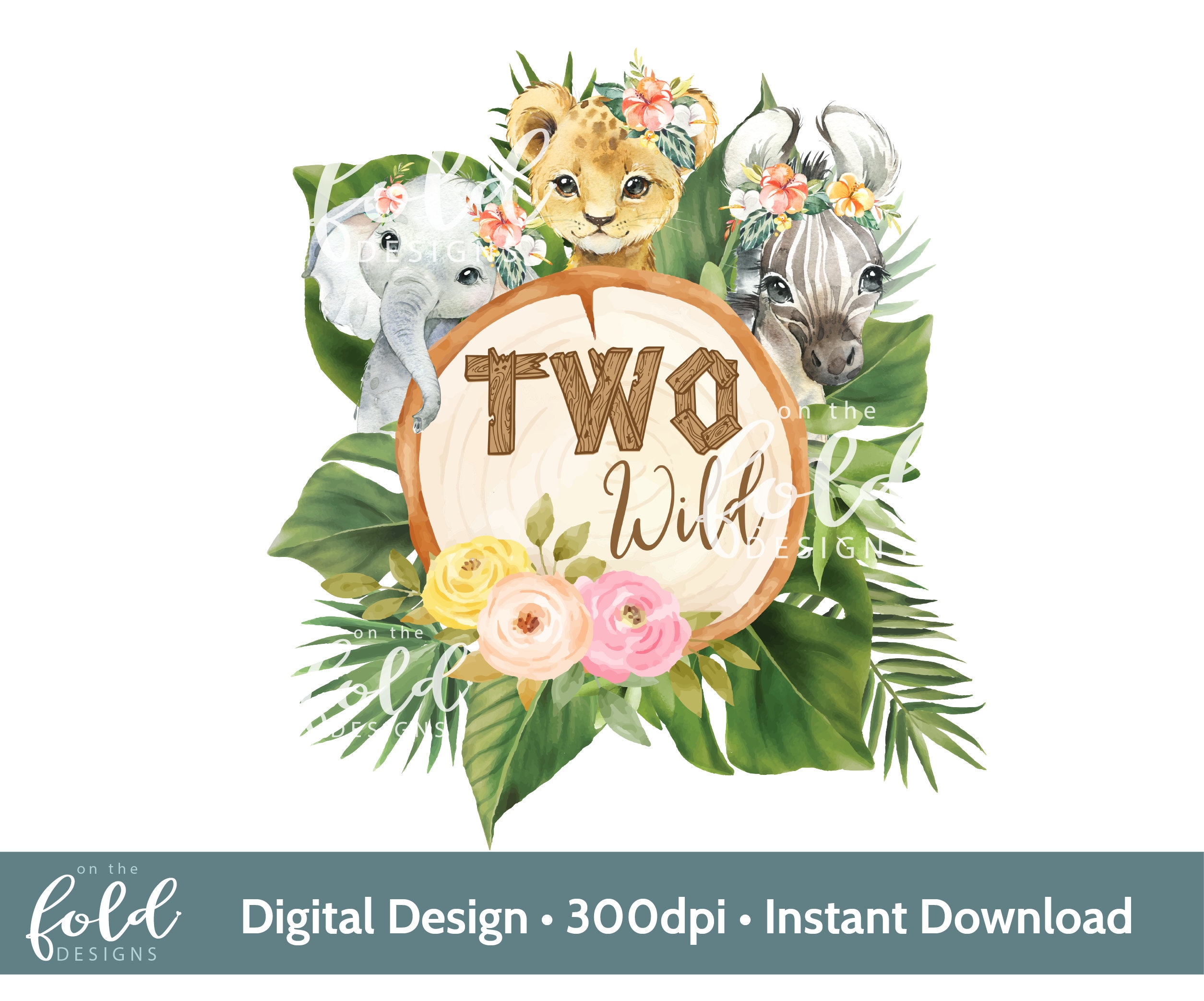 TWO Wild Safari Animal Png Transparent Clipart With Instant - Etsy