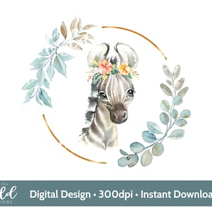 Zebra safari com flores e design de guirlanda perfeito para personalização O png é um clipart transparente com download instantâneo