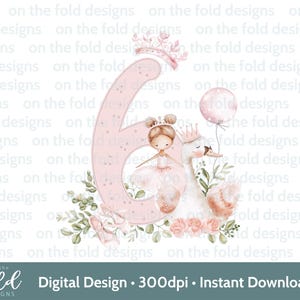 6e verjaardag zwaan ballerina clipart png prinses roze zes afbeelding opstrijkbare sublimatie crafting kaarten maken UVDTF DTG transparante download