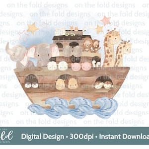 Arca di Noè Battesimo Battesimo clipart PNG sublimazione design file download immediato con sfondo trasparente 300 dpi