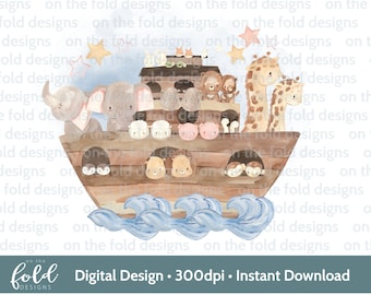 Noahs Ark Christening Baptism clipart PNG sublimation design instant download file with transparent background 300dpi