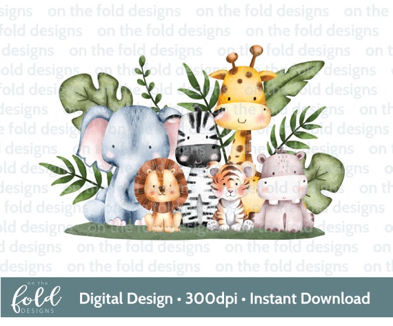 Safari animal clipart png, Jungle creatures, transparent clipart, instant download, birthday, card making, birthday poster printable, invite