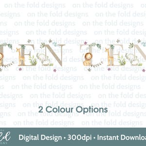 Safari Wild 10. Clipart Dschungel Zoo Tiere PNG Transparent Clipart Neutral Beige Personalisieren Druck Zehn Geburtstagskarten Geschenke Sublimation
